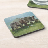 ヴィンテージ恐竜、牧草地のセントロザウルスの放牧 コースター (左側)