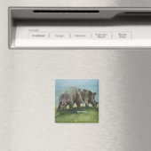 ヴィンテージ恐竜、牧草地のセントロザウルスの放牧 マグネット (インサイチュ (食洗機))