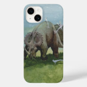 ヴィンテージ恐竜、牧草地のセントロザウルスの放牧 Case-Mate iPhoneケース (裏面)
