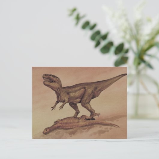 ヴィンテージ恐竜、肉食動物ギガノトサウルス ポストカード (スタンド正面)