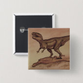 ヴィンテージ恐竜、肉食動物ギガノトサウルス 缶バッジ (正面&裏面)