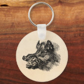 ヴィンテージ悪質なイノシシwタックステンプレート キーホルダー (正面)