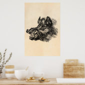 ヴィンテージ悪質なイノシシwタックステンプレート ポスター (キッチン)