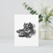 ヴィンテージ悪質なイノシシwタックステンプレート ポストカード (スタンド正面)