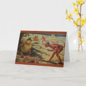 ヴィンテージ悪魔のハロウィングリーティングカード カード (黄色い花)