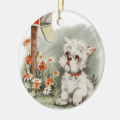 ヴィンテージ悲しい子犬が犬の手紙を待つオーナメント セラミックオーナメント (左)