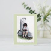 ヴィンテージ悲しい小さな女の子、学校日1909ワイマス ポストカード (スタンド正面)