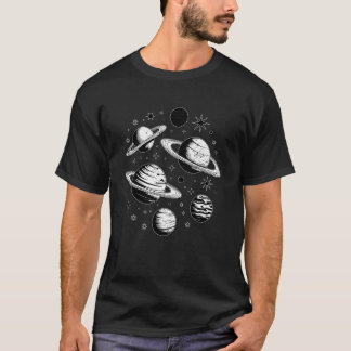 ヴィンテージ惑星インク ライン レトロ天文学 スター M Tシャツ