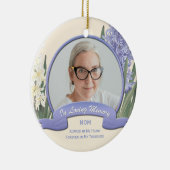 ヴィンテージ愛する記憶の紫の白いヒヤシンス セラミックオーナメント (右)