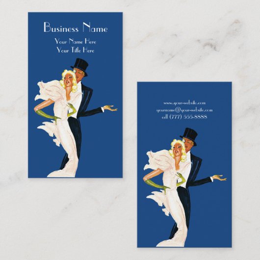 ヴィンテージ愛とロマモダンス結婚・カップル 名刺 (正面/裏面)