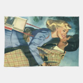 ヴィンテージ愛とロマンス、クリスマスダンス キッチンタオル (横)