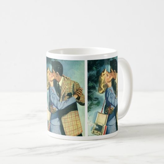 ヴィンテージ愛とロマンス、クリスマスダンス コーヒーマグカップ (正面右)