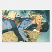 ヴィンテージ愛とロマンス、クリスマスダンス ラッピングペーパーシート (正面2)