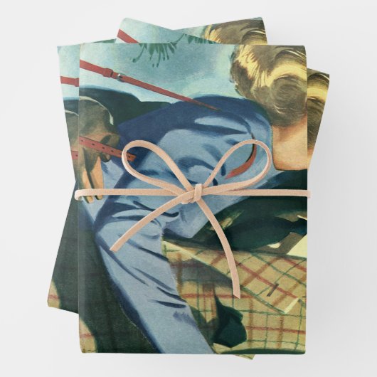 ヴィンテージ愛とロマンス、クリスマスダンス ラッピングペーパーシート (インサイチュ)