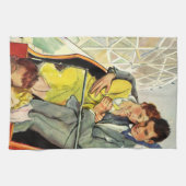 ヴィンテージ愛とロマンス、ジェットコースター乗り キッチンタオル (横)