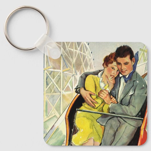 ヴィンテージ愛とロマンス、ジェットコースター乗り キーホルダー (正面)