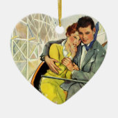 ヴィンテージ愛とロマンス、ジェットコースター乗り セラミックオーナメント (正面)
