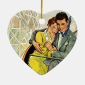 ヴィンテージ愛とロマンス、ジェットコースター乗り セラミックオーナメント (裏面)