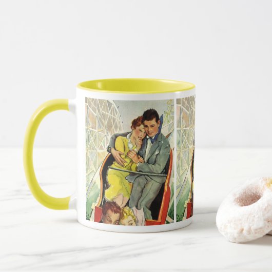 ヴィンテージ愛とロマンス、ジェットコースター乗り マグカップ (ドーナツ)