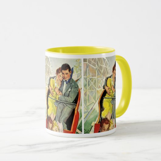 ヴィンテージ愛とロマンス、ジェットコースター乗り マグカップ (正面右)