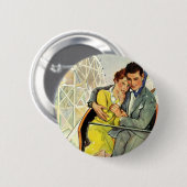 ヴィンテージ愛とロマンス、ジェットコースター乗り 缶バッジ (正面&裏面)