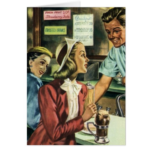 ヴィンテージ愛とロマンス、ソーダ店の女性 (正面)