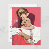 ヴィンテージ愛とロマンス、新婚は日付を保存 案内ポストカード (正面/裏面)