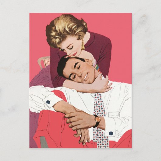 ヴィンテージ愛とロマンス、新婚は日付を保存 案内ポストカード (正面)