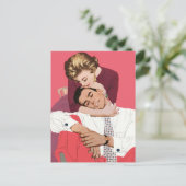 ヴィンテージ愛とロマンス、新婚は日付を保存 案内ポストカード (スタンド正面)