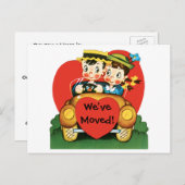 ヴィンテージ愛と恋愛、住所の変更 案内ポストカード (正面/裏面)