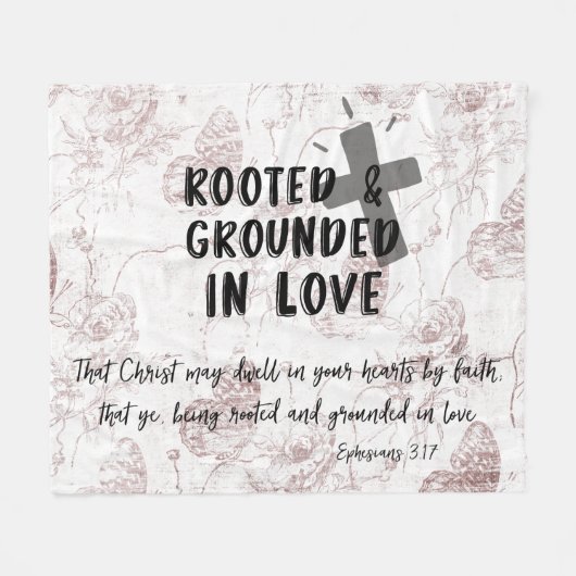 ヴィンテージ愛の聖句 フリースブランケット (正面(横))