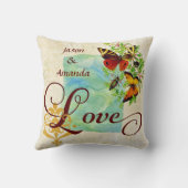 ヴィンテージ愛の蝶と名前のダマスク クッション (裏面)