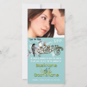 ヴィンテージ愛の鳥あなたの写真の日付を保存 セーブザデート (正面)