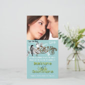 ヴィンテージ愛の鳥あなたの写真の日付を保存 セーブザデート (スタンド正面)