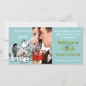 ヴィンテージ愛の鳥あなたの写真の日付を保存 セーブザデート (正面)