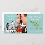 ヴィンテージ愛の鳥あなたの写真の日付を保存 セーブザデート (正面/裏面)