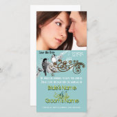 ヴィンテージ愛の鳥あなたの写真の日付を保存 セーブザデート (正面/裏面)