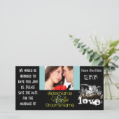 ヴィンテージ愛の鳥あなたの写真の日付を保存 セーブザデート (スタンド正面)