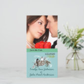 ヴィンテージ愛の鳥あなたの写真の日付を保存 セーブザデート (スタンド正面)