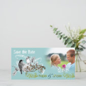 ヴィンテージ愛の鳥あなたの写真の日付を保存 セーブザデート (スタンド正面)