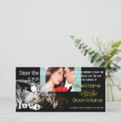 ヴィンテージ愛の鳥あなたの写真の日付を保存 セーブザデート (スタンド正面)