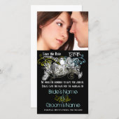 ヴィンテージ愛の鳥あなたの写真の日付を保存 セーブザデート (正面/裏面)