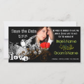 ヴィンテージ愛の鳥あなたの写真の日付を保存 セーブザデート (正面)