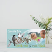 ヴィンテージ愛の鳥あなたの写真の日付を保存 セーブザデート (スタンド正面)