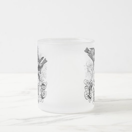 ヴィンテージ愛の鳥のアパレルとギフト フロストグラスマグカップ (中央)
