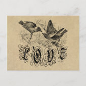 ヴィンテージ愛の鳥のアパレルとギフト ポストカード (正面)