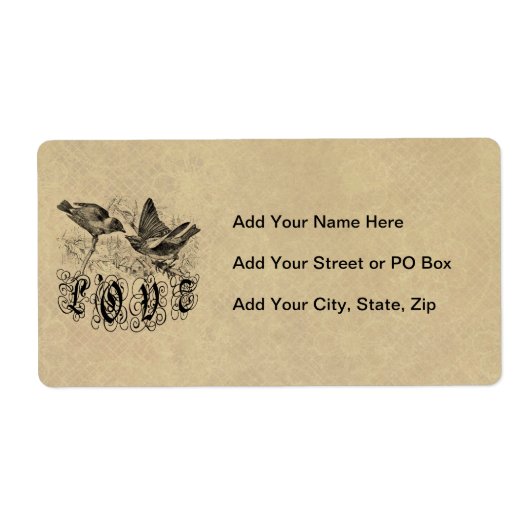 ヴィンテージ愛の鳥のアパレルとギフト ラベル (正面)