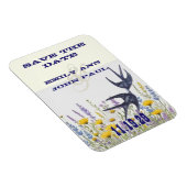 ヴィンテージ愛の鳥の木の粒の日付を保存 マグネット (右側)