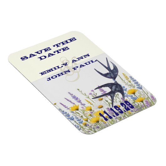 ヴィンテージ愛の鳥の木の粒の日付を保存 マグネット (右側)