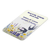 ヴィンテージ愛の鳥の木の粒の日付を保存 マグネット (左側)